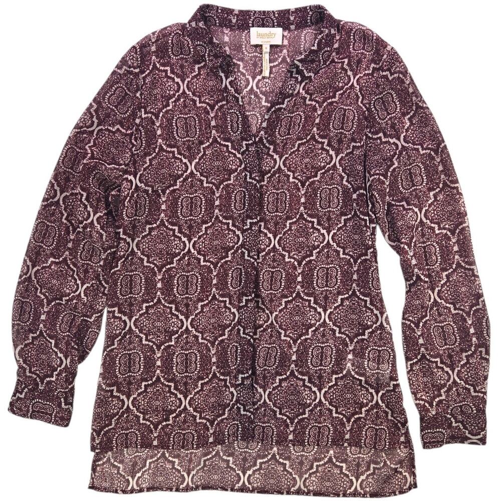 Laundry by Shelli Segal | Moroccan Trellis Design Button Up Shirt | Size 8